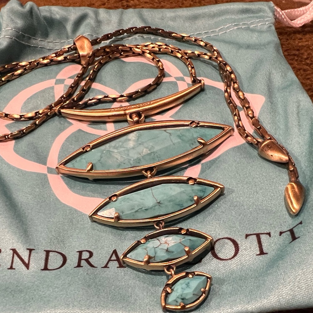 Kendra Scott Turquoise Marquise Multi-Station Pendant Necklace - Gold-Tone
